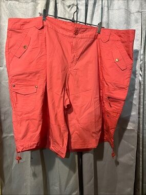 Roaman's Coral Cargo Shorts with Utility Pockets